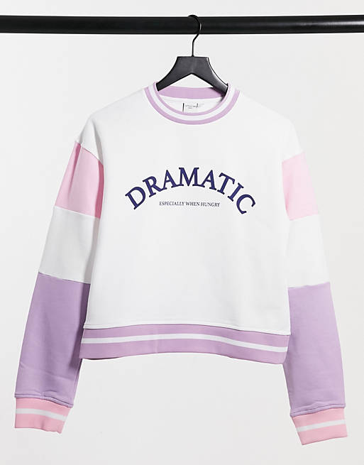 Women Skinnydip colour block sweatshirt with dramatic print co-ord 