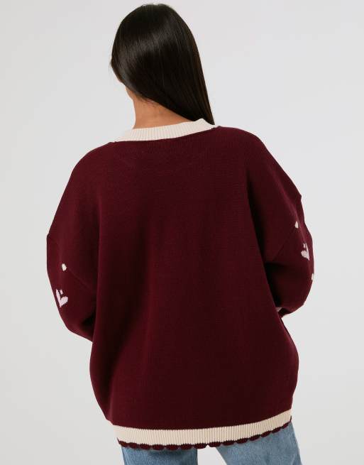Skinnydip Cosy cottage knitted jumper in red, 2 of 4