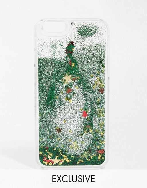 Immagini Natale Iphone 6.Skinnydip Cover Per Iphone 6 6s Con Liquido Glitterato E Albero Di Natale Asos
