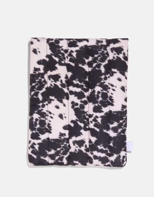 Skinnydip Cow print quilted bow laptop sleeve 16" in brown, 3 of 3