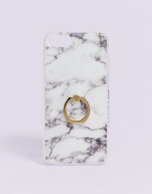 Skinnydip – Crash – iPhone cover i marmorprint med mobilring, passer til 6/7/8/s/6 Plus/7 Plus/iPhoneX-Hvid