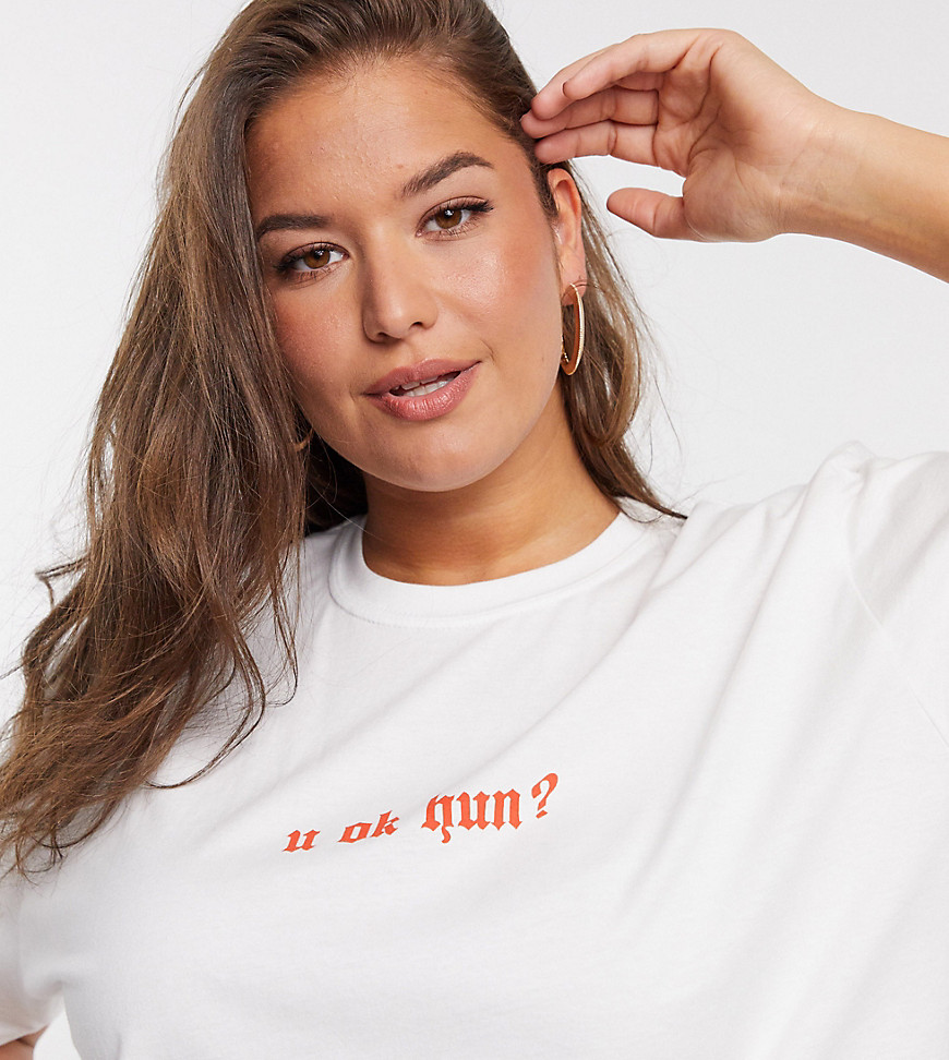 Skinnydip Curve x Jade Thirlwall - Ruimvallend T-shirt met U ok hun-print-Zwart