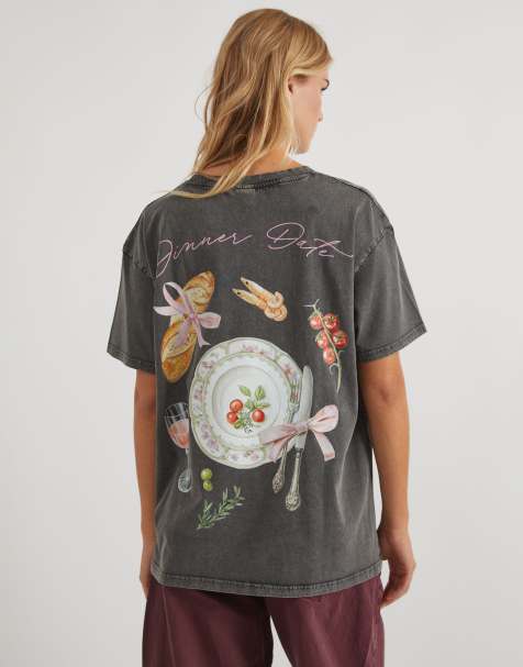 Skinnydip Dinner date t-shirt in grey