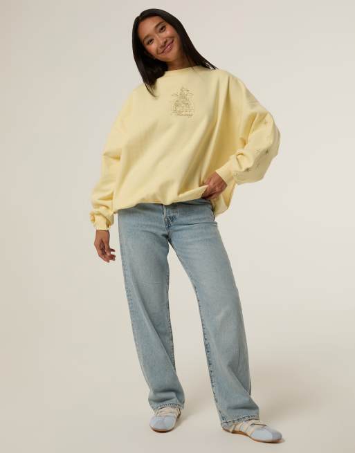 Skinnydip Disney embroidered yellow castle sweatshirt in yellow, 4 of 4
