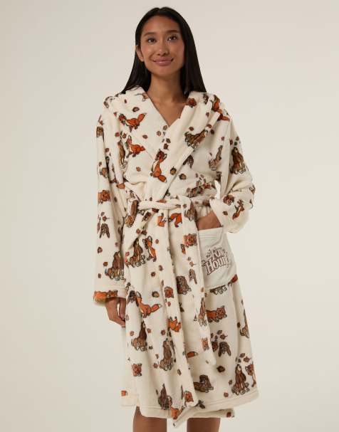 Skinnydip Disney fox and the hound dressing gown in ecru - view 1