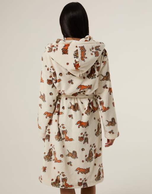 Skinnydip Disney fox and the hound dressing gown in ecru, 2 of 4