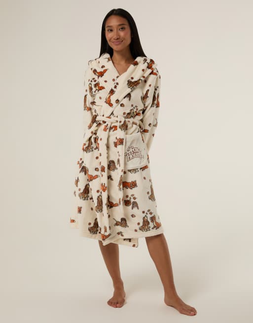 Skinnydip Disney fox and the hound dressing gown in ecru, 4 of 4