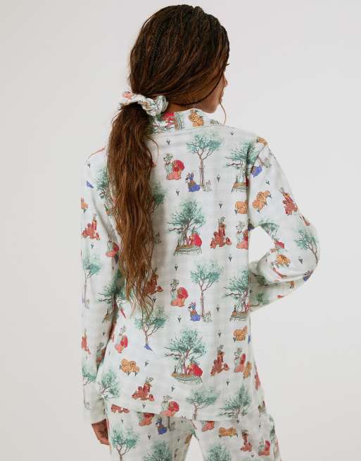 Skinnydip Disney lady & the tramp check pyjama set with scrunchie in blue, 2 of 4