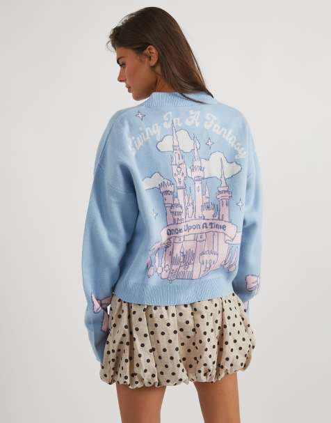 Skinnydip Disney living in a fantasy knitted cardigan in blue