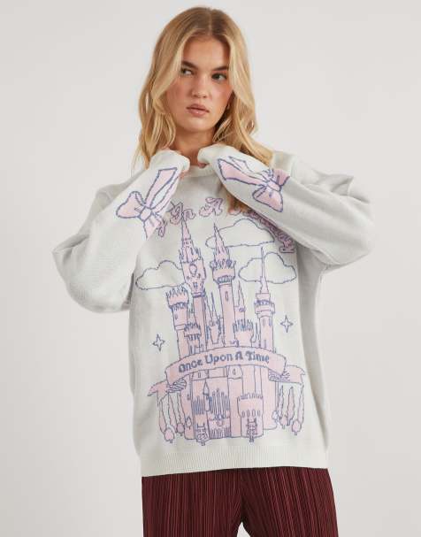 Skinnydip Disney living in a fantasy knitted jumper in white