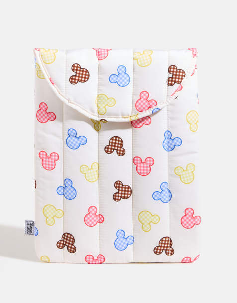 Skinnydip Disney mickey gingham laptop sleeve 16" in white - view 1