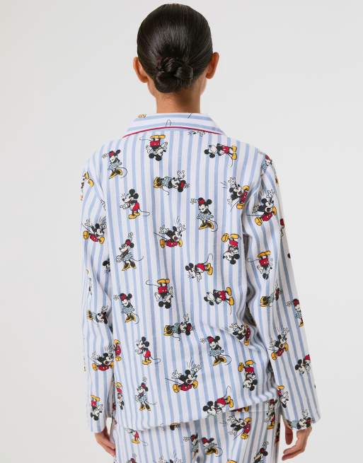 Skinnydip Disney mickey & minnie stripe pyjama set with scrunchie in blue, 2 of 4