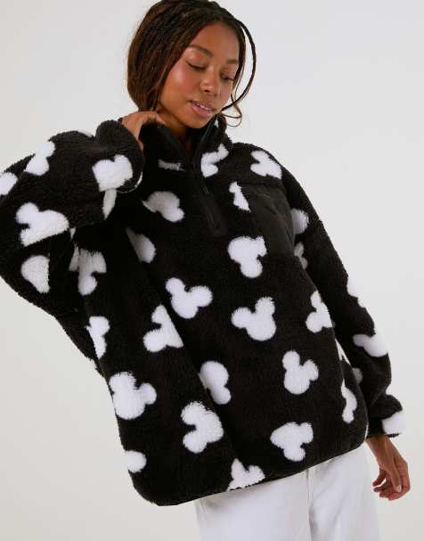 Skinnydip Disney mickey mouse black fleece jacket in black - view 1