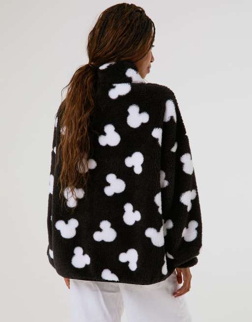 Skinnydip Disney mickey mouse black fleece jacket in black, 2 of 4