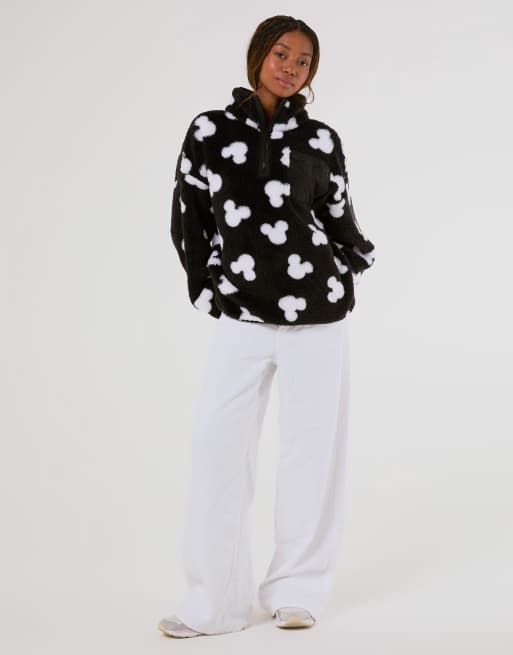 Skinnydip Disney mickey mouse black fleece jacket in black, 4 of 4