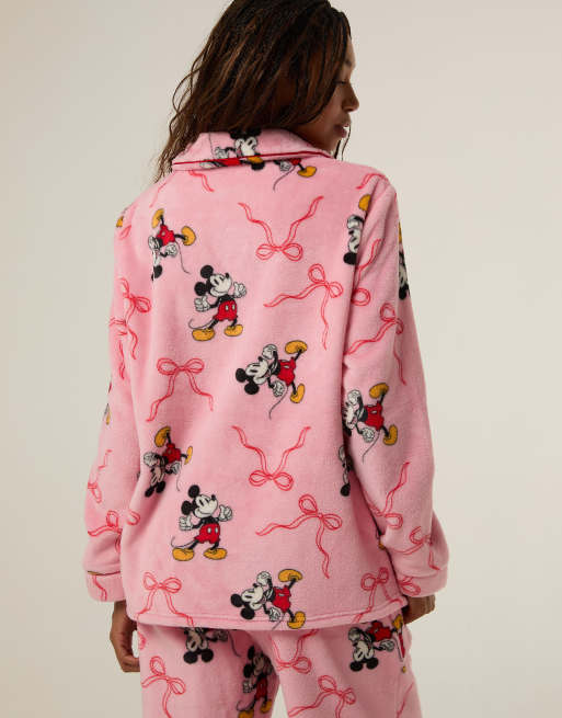 Skinnydip Disney mickey mouse bow fleece pyjama set in pink, 2 of 4
