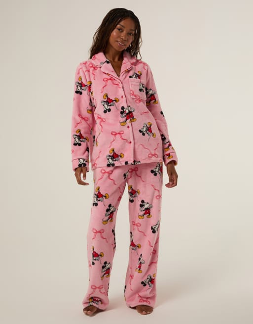 Skinnydip Disney mickey mouse bow fleece pyjama set in pink, 4 of 4