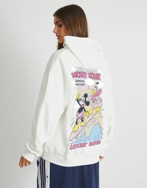 Skinnydip Disney mickey surf hoodie in white in white