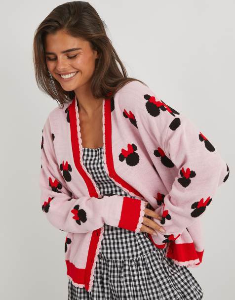Skinnydip Disney minnie mouse heart knitted cardigan in pink - view 1