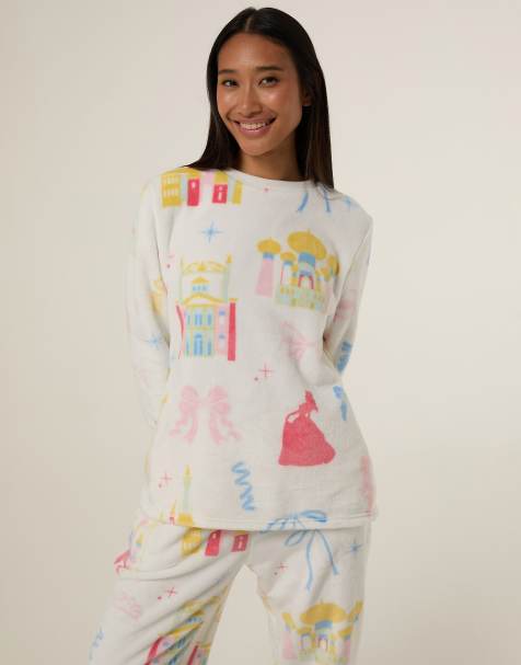Skinnydip Disney princess glitter fleece twosie set in ecru - view 1
