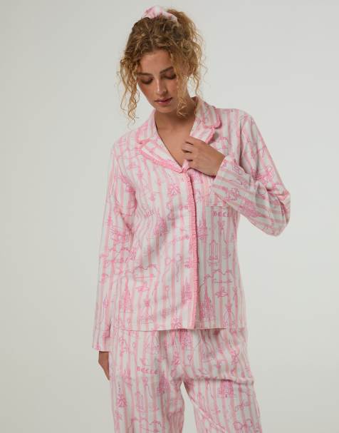 Skinnydip Disney princess stripe pyjama set with scrunchie in pink - view 1