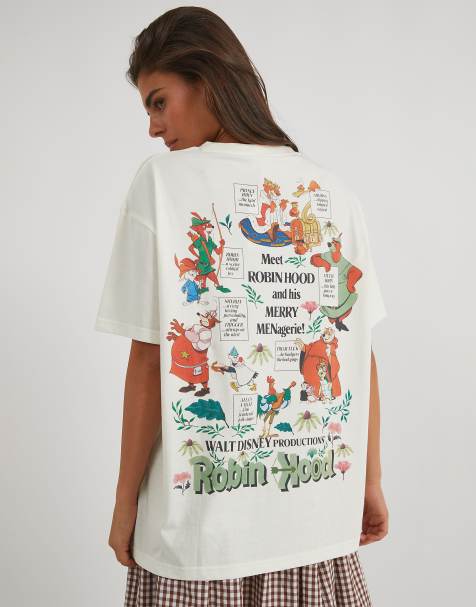 Skinnydip Disney robin hood poster t-shirt in ecru