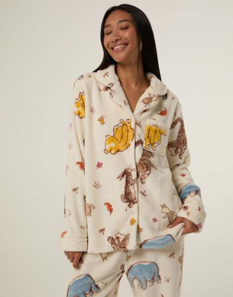 Skinnydip Disney winnie the pooh ecru fleece pyjama set in ecru - view 1
