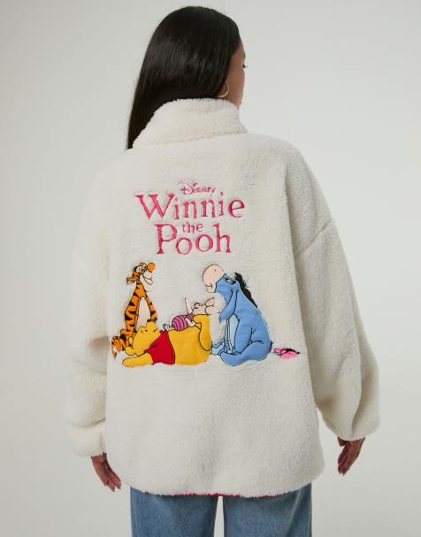 Skinnydip Disney winnie the pooh embroidered fleece jacket in ecru - view 1