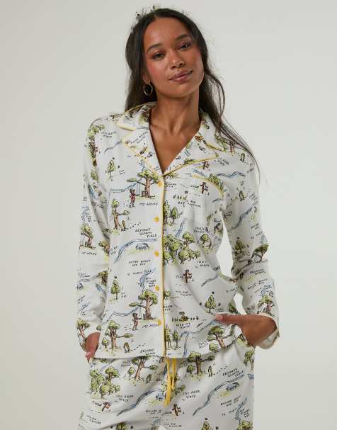Skinnydip Disney winnie the pooh hundred acre wood pyjama set with scrunchie in white - view 1