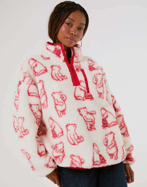 Skinnydip Disney winnie the pooh outline fleece jacket in ecru - view 1