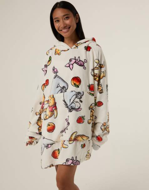 Skinnydip Disney winnie the pooh strawberry blanket hoodie in ecru - view 1