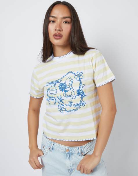 Skinnydip Disney winnie the pooh stripe baby tee in yellow