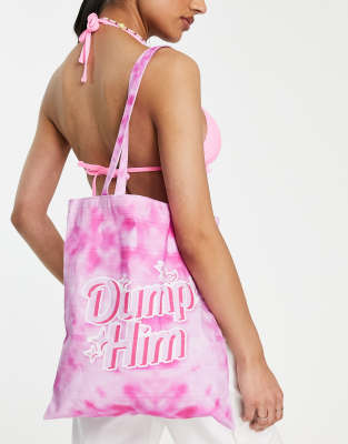 Skinnydip sherpa trimmed tote bag in pastel blue and pink Travel bag 395577, UhfmrShops