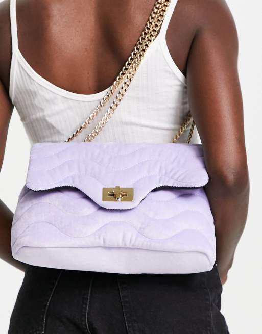 Skinnydip Farah wave velvet cross body bag in lilac