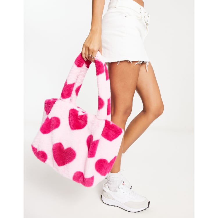 Pink fur tote bag hot sale