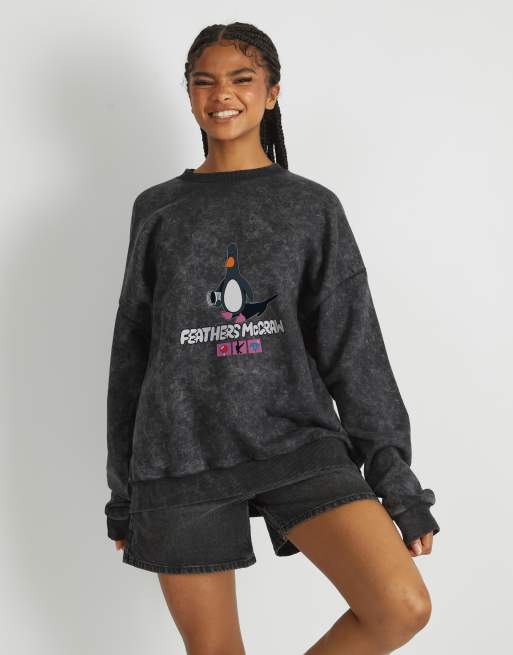 Skinnydip Feathers mcgraw sweatshirt in black in black