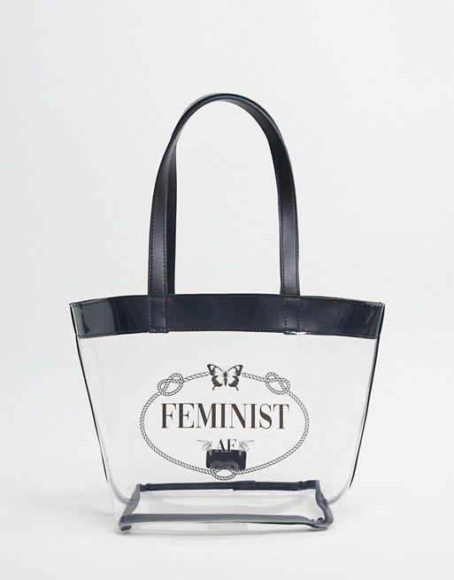 Skinnydip Feminist AF clear tote bag