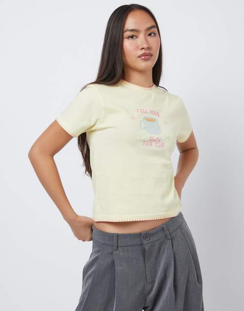 Skinnydip Fill your own tea cup baby tee in yellow - view 1