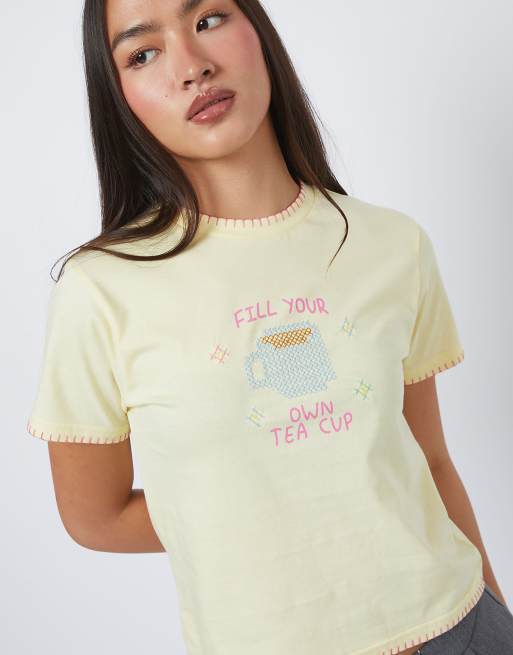 Skinnydip Fill your own tea cup baby tee in yellow, 2 of 4