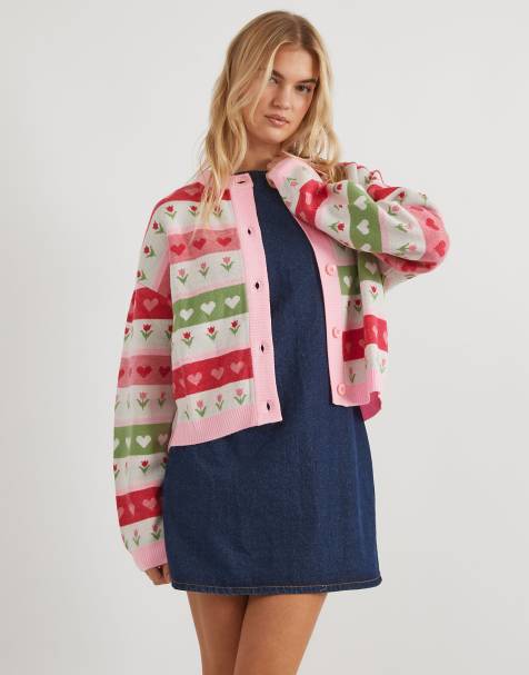 Skinnydip Floral stripe knitted cardigan in multi