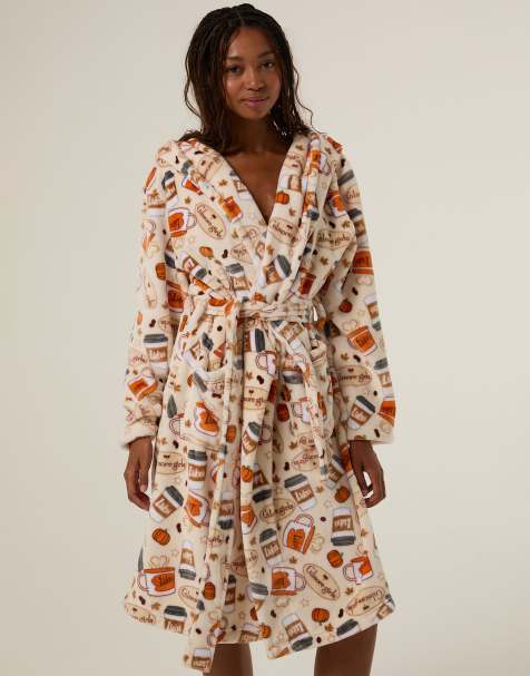 Skinnydip Gilmore girls x skinnydip dressing gown in ecru - view 1