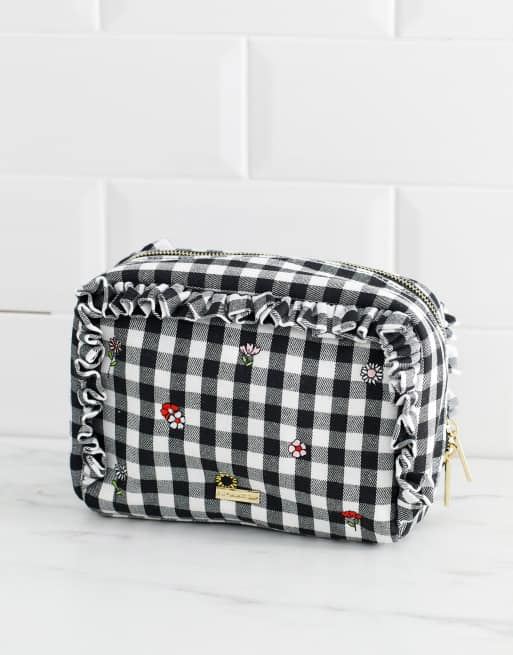 Gingham discount makeup bag