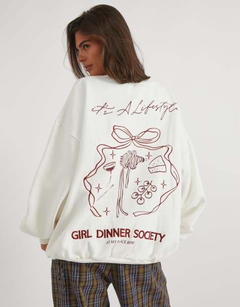 Skinnydip Girl dinner society sweatshirt in white - view 1