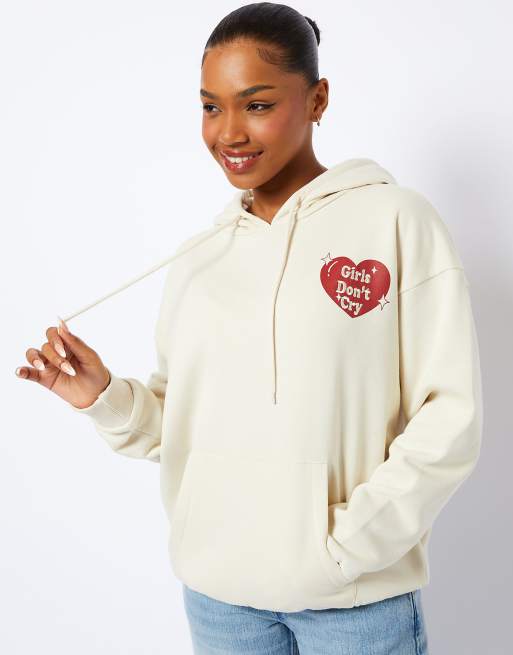 Skinnydip Girls dont cry hoodie in cream white | ASOS