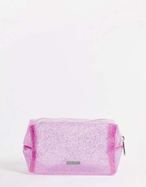 Skinnydip glitter makeup bag in purple