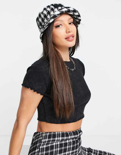 Skinnydip Grace houndstooth bucket hat in black and white