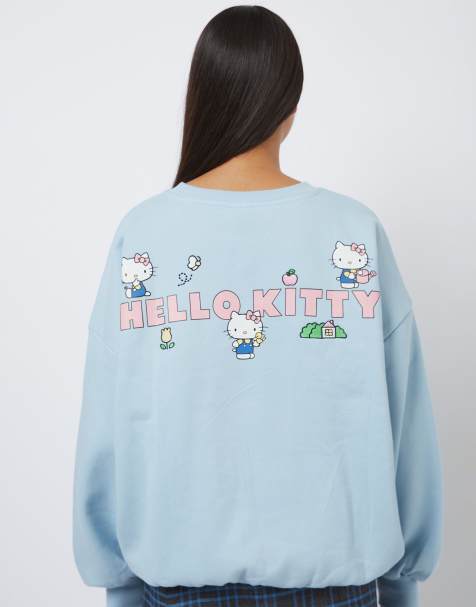 Skinnydip Hello kitty embroidery sweatshirt in blue