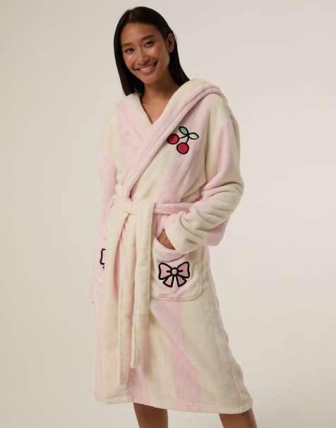 Skinnydip Hello kitty stripe x skinnydip dressing gown in pink - view 1