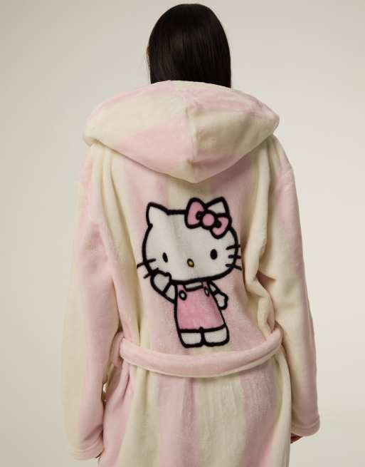 Skinnydip Hello kitty stripe x skinnydip dressing gown in pink, 2 of 4