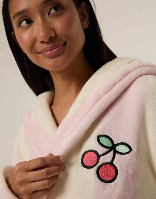 Skinnydip Hello kitty stripe x skinnydip dressing gown in pink, 3 of 4